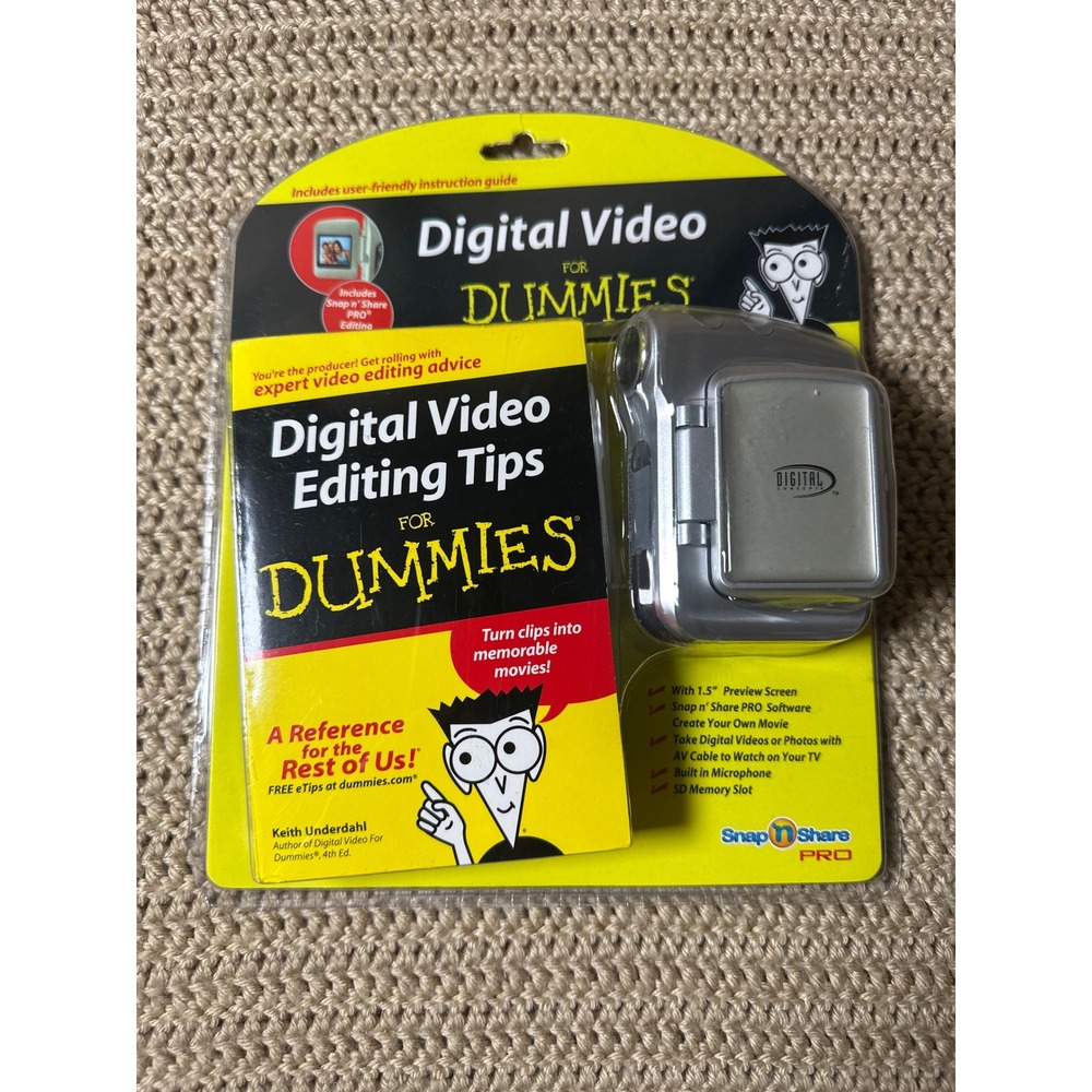 Sakar Digital Video For Dummies Camera Kit Snap n Share PRO Silver 32390 NEW